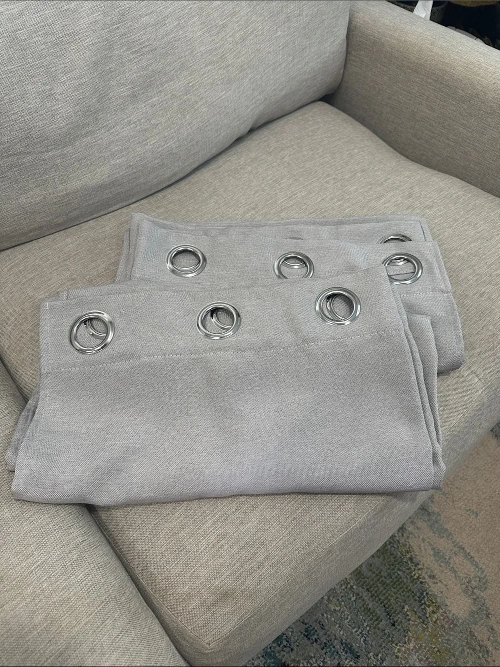 😴 Light Gray Brown Grommet Top Blackout Curtain Panel Pair